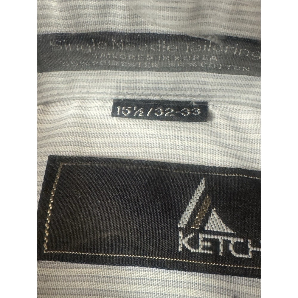 Vintage Ketch Mens Long Sleeve Dress Shirt Blue Grey Stripe Size 15 1/2 32-33 N - Picture 16 of 16